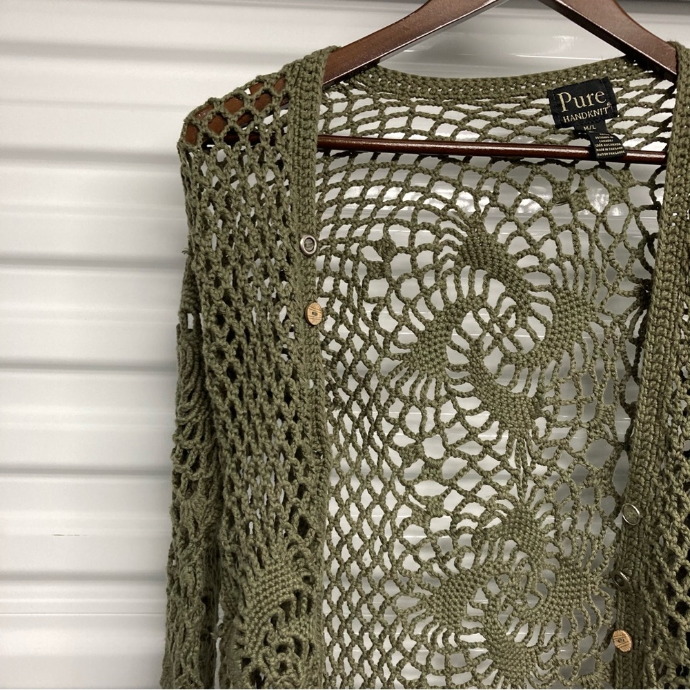Pur Sage Green Open Knit Cardigan - Picture 4 of 14